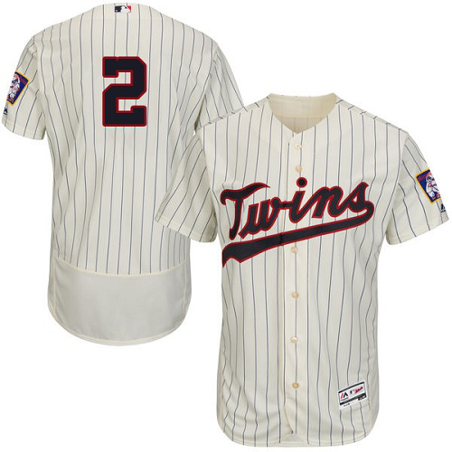 Minnesota Twins #2 Brian Dozier Cream Strip Flexbase Collection Stitched MLB Jersey