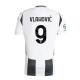 adidas Juventus Dušan Vlahović Home Jersey w/ Champions League + Copa Italia Patches 24/25 (White/Black)