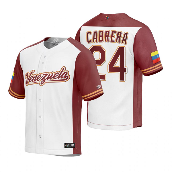 Venezuela Baseball Miguel Cabrera White 2023 World Baseball Classic Replica Jersey